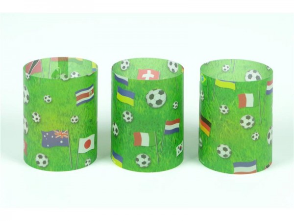 3er Set Windlichter Weltfussball - flach verpackt