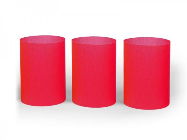 3er Set Windlichter Unifarben rot - flach verpackt