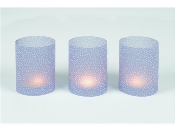 3er Set Windlichter Lila mit weissen Punkten - flach verpackt
