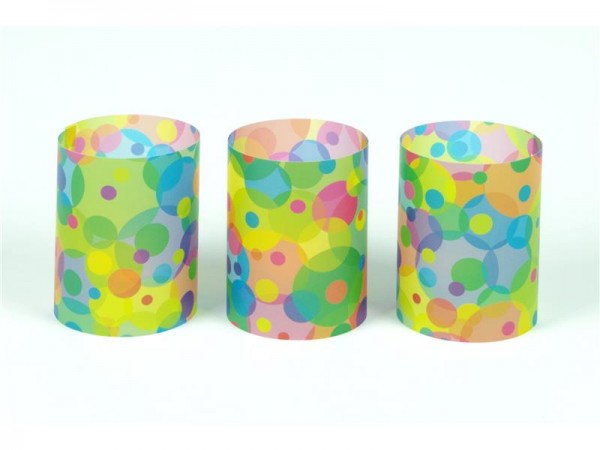 3er Set Windlichter Farbscheiben - flach verpackt