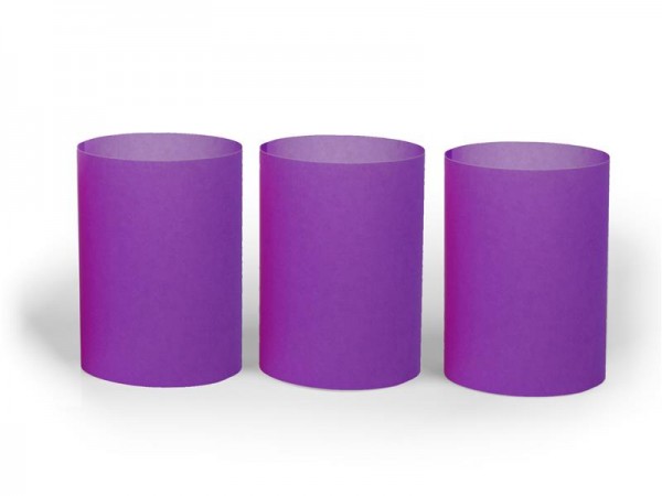 3er Set Windlichter Unifarben lila - flach verpackt